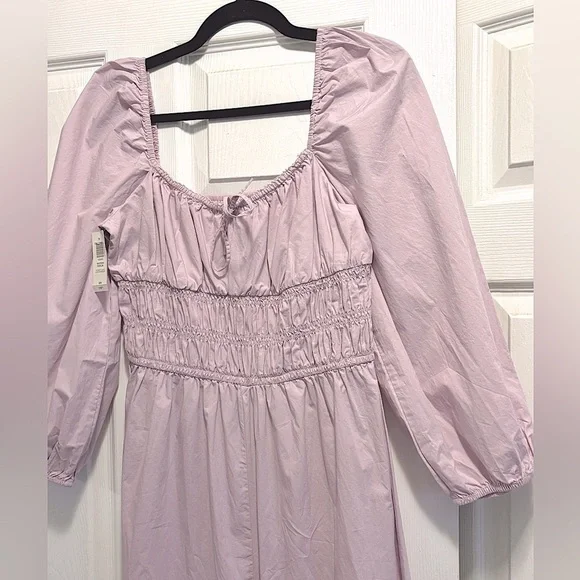 NWT Aritzia Wilfred Waters Poplin Jumpsuit Romper Smocked in Cloudy Lilac Medium - Picture 6 of 12